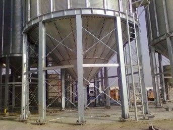 Animal Feed Stainless Steel Grain Bin Silos / Hot Galvanized Metal Grain Silo